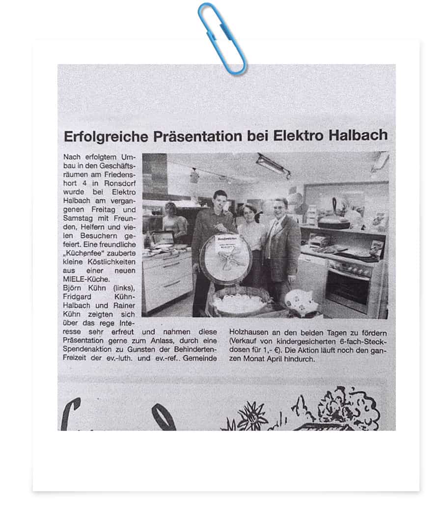 Zeitungsartikel Umbau der Geschäftsräume von Elektro Halbach am Friedenshort 4 in Wuppertal